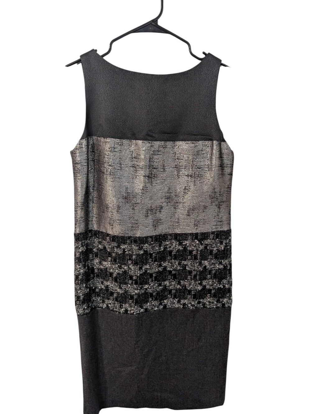 Tory Burch, Wool Sleeveless Black and Silver Textured Sheath Dress, Size Xs - Picture 2 of 3